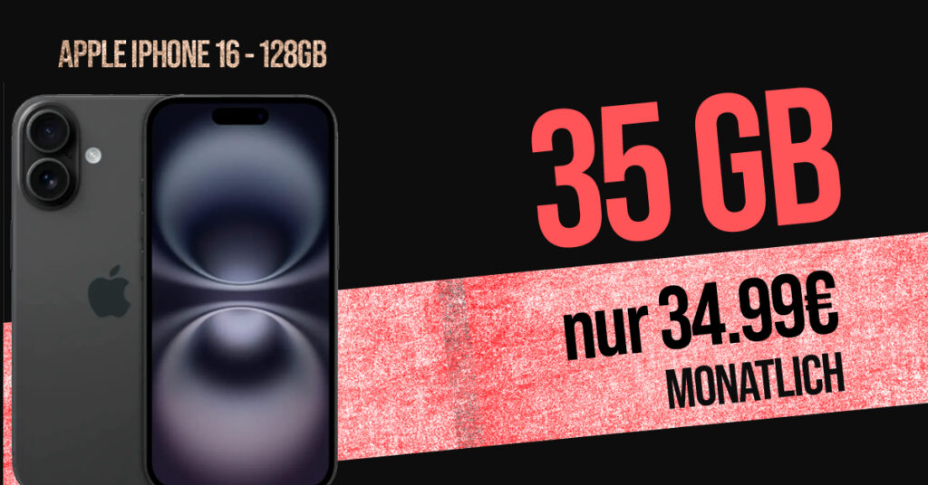 Apple iPhone 16: Top-Angebot mit 200€ Wechselbonus und 35GB Datenvolumen