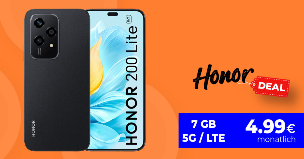 Weekend Deal: Honor 200 Lite für einmalig 29 Euro mit 7GB für nur 4,99 Euro monatlich