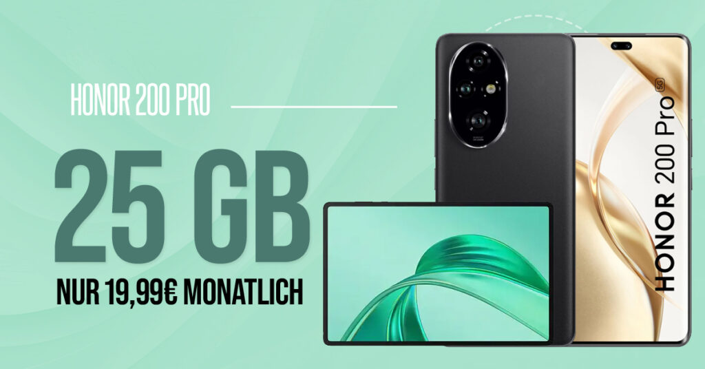 Attraktives Tarif Bundle-Angebot: Honor 200 Pro (512 GB) und Honor Pad X8A Tablet für einmalig 49 Euro