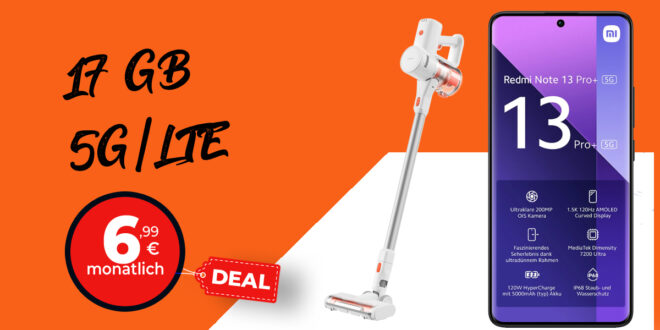 HOT Weekend Deal: Xiaomi Redmi Note 13 Pro+ (512GB) & Xiaomi Vacuum Cleaner G20 Lite zum Knallerpreis