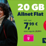 Günstiger Telekom 5G-Tarif: Freenet Allnet Flat 20GB für 7.99 Euro monatlich