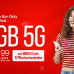 Vodafone 20GB 5G für nur 14,99 Euro – 12 Wochen kostenlos dank Bonusguthaben