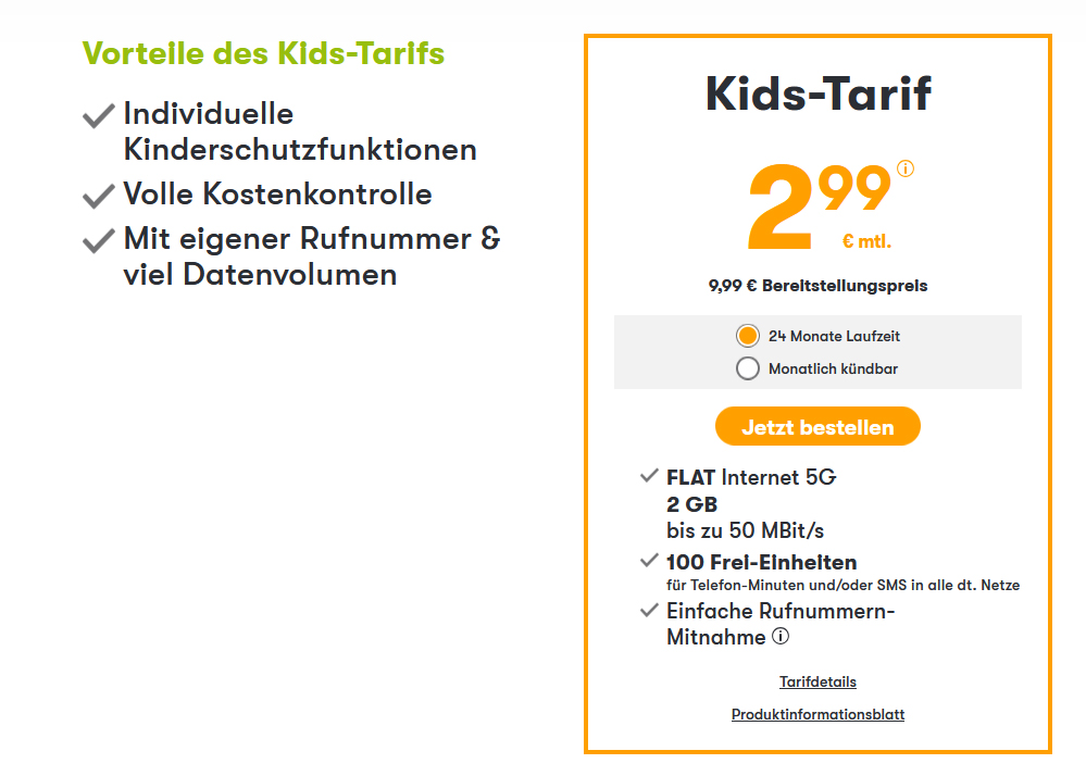 winSIM Kids-Tarif 2GB für 2.99€ – Ein günstiger Handytarif für Kinder