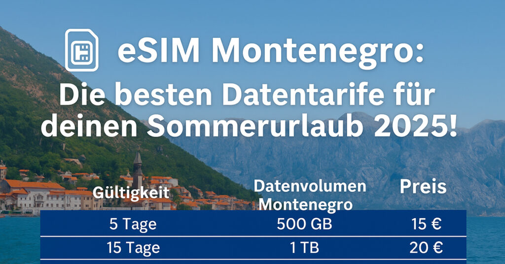 Mit der eSIM Montenegro im Sommerurlaub 2025 direkt online!