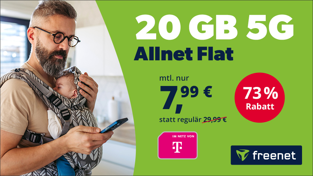 20GB Telekom Allnet Flat für nur 7.99 € – 5G inklusive