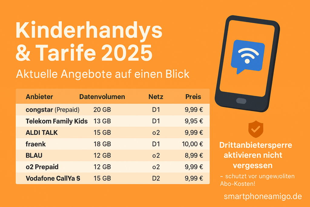 📱 Kinder Handytarif 2025 – Die besten Tarife für Kinder im Vergleich