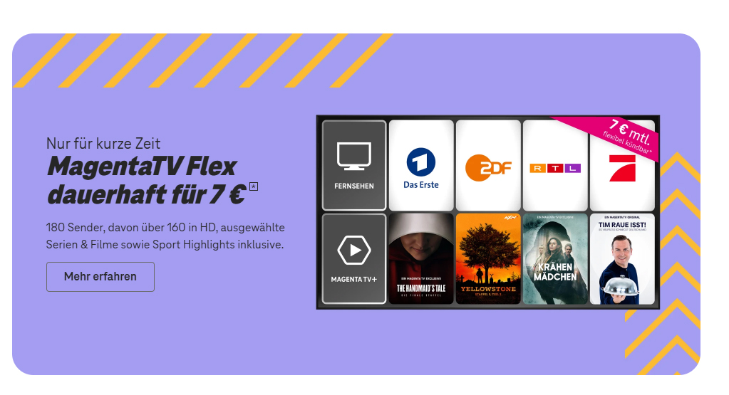 MagentaTV Flex – Dauerhaft nur 7 € im Monat! Ohne Telekom Internet