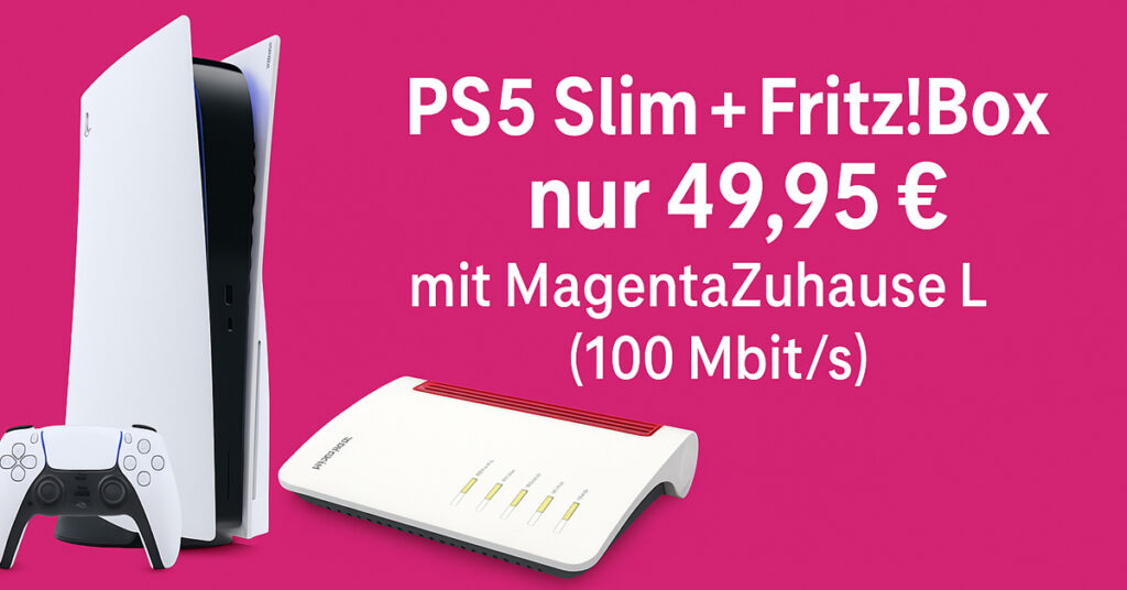 PlayStation 5 Slim PS5 + Fritz!Box 7530 AX für 49,95 € im Telekom MagentaZuhause L – Gaming & Highspeed vereint!