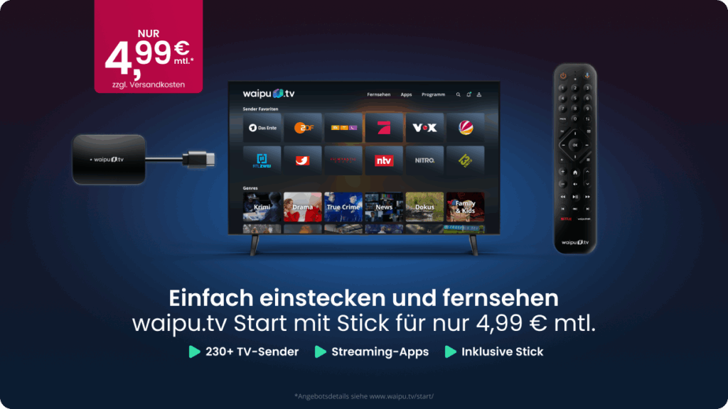 Neues waipu.tv Start Jahrespaket: Fernsehen neu erleben – für nur 4,99 € im Monat!