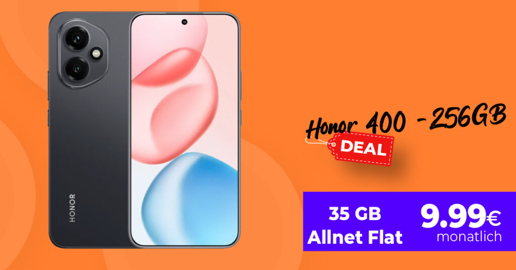 HOT DEAL: Honor 400 (256 GB) für nur 37 € mit 35 GB Allnet-Flat!