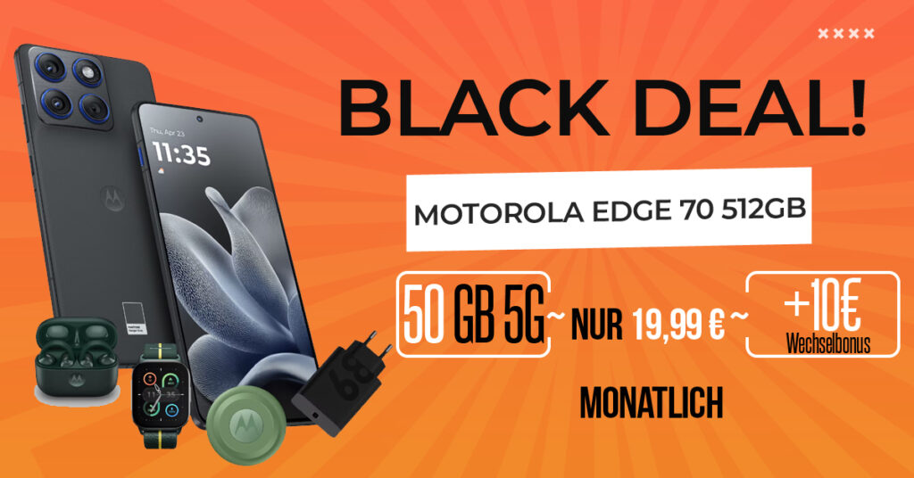 Motorola Edge 70 mit Vertrag: Zubehör im Wert von 299 € geschenkt – jetzt sichern!