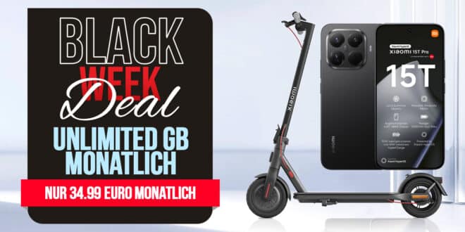 Xiaomi 15T Pro & Electric Scooter 5 für nur 49,95€ – Unlimited Allnet Flat ab 34,99€/Monat!