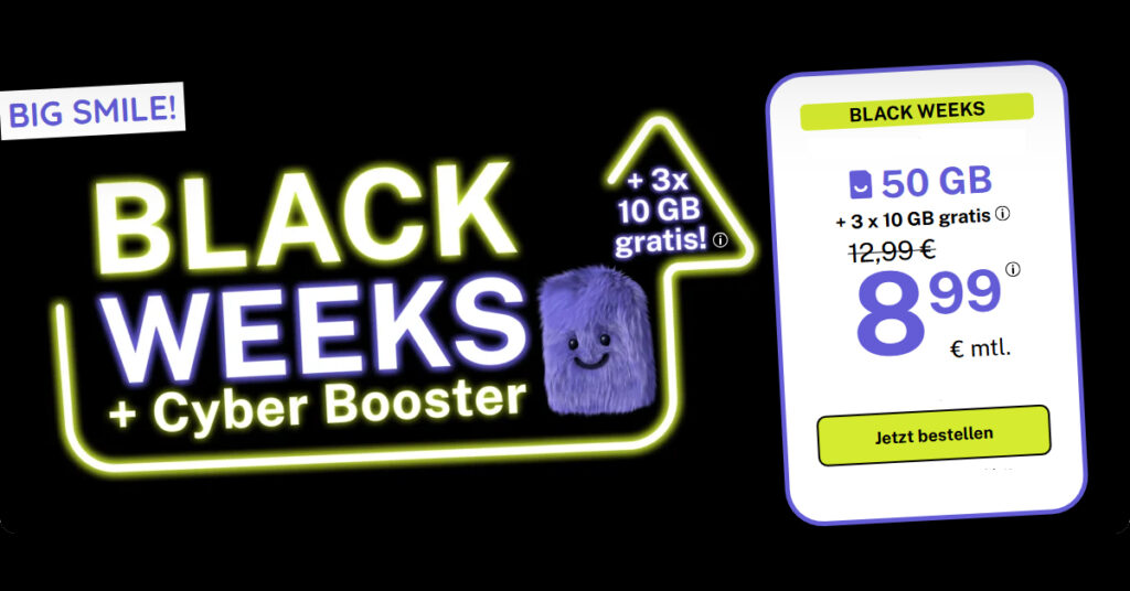 50 GB Allnet-Flat im 1&1 Netz – monatlich kündbar für nur 8,99 €!