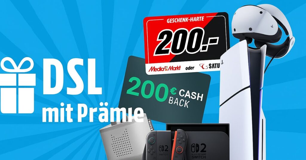 DSL mit Prämie: MediaMarkt reduziert PS5-, Switch-2- & VR2-Zuzahlung auf nur 1 Euro!