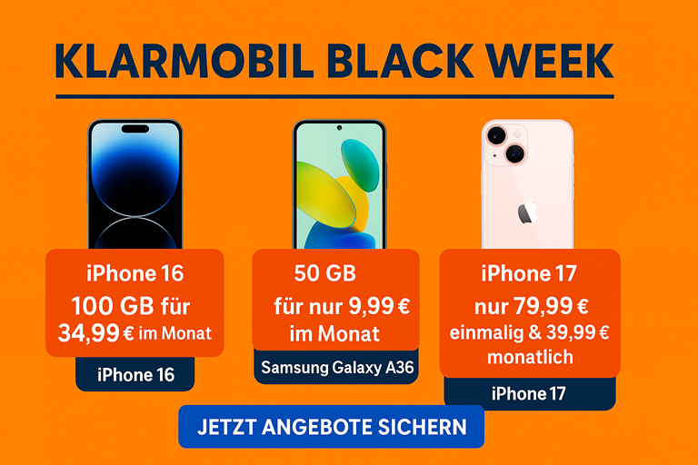 Klarmobil Black Week 2025 – Mega-Deals mit 0 € Anschlusspreis