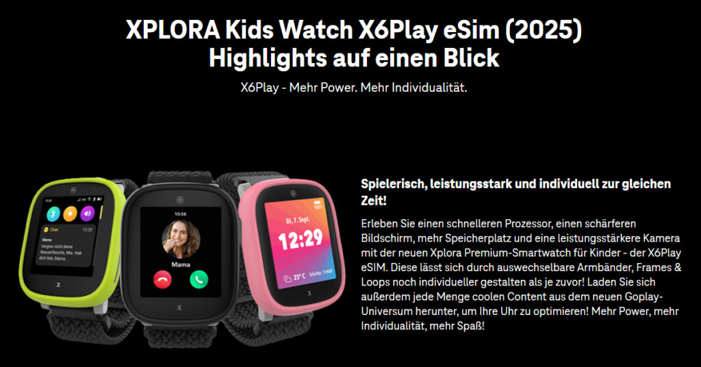 Xplora Kids Watch X6 Play eSIM bei der Telekom für nur 9,95 € monatlich – mit 1 € Zuzahlung!
