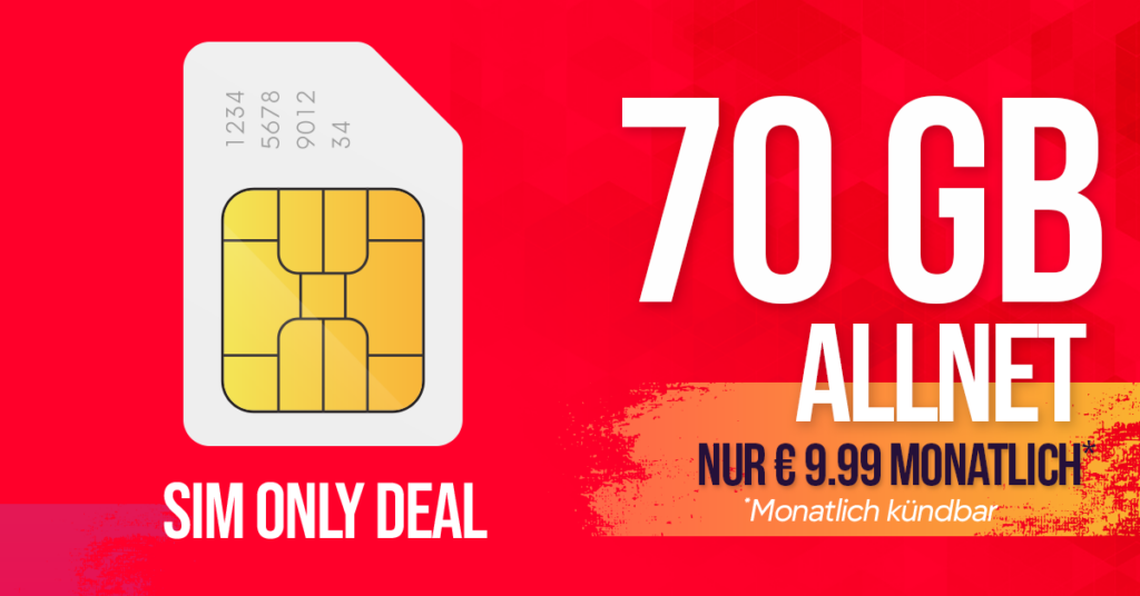 70GB Allnet-Flat im Vodafone-Netz – monatlich kündbar für nur 9,99 €