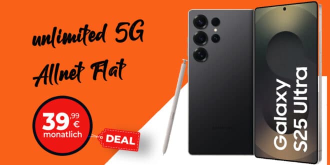 Samsung Galaxy S25 Ultra für nur 129 € – mit o2 Unlimited Allnet Flat + 150 € Guthaben & 200 € Cashback!