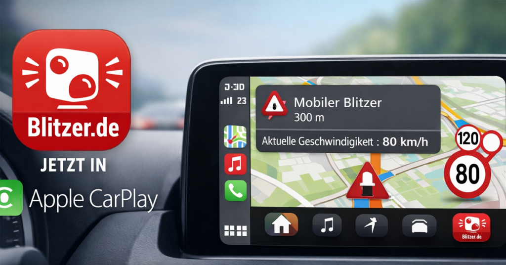 Blitzer.de App jetzt vollständig in Apple CarPlay integriert