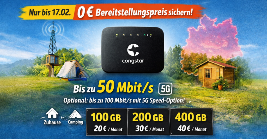 congstar Homespot Aktion bis 17.02. (0 € Bereitstellungspreis)