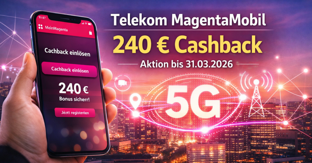 Telekom MagentaMobil: 240 € Cashback auf XS–XL Tarife sichern