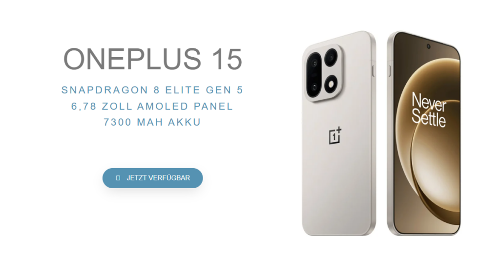 OnePlus 15 (Global/EU Version) für 847 €: Snapdragon 8 Elite Gen 5, 7300 mAh Akku und 165 Hz Display