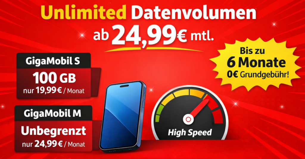 Vodafone Danke-Deal: Unlimited Datenvolumen schon ab 24,99€ für Bestandskunden!