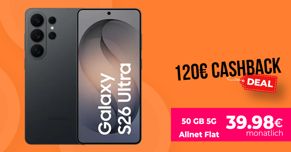 Samsung Galaxy S26 Ultra mit Telekom 50GB + Cashback: Top-Deal für nur 39,98€ monatlich!