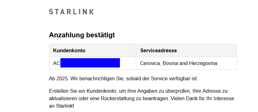 starlink-anzahlung-bosnien Starlink in Bosnien & Herzegowina reservieren? Wir haben die Anzahlung selbst getestet