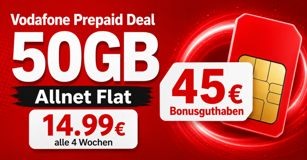 Vodafone CallYa Allnet Flat M: Mit BONUS45 insgesamt 16 Wochen für nur 15 Euro