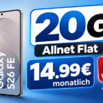 Samsung Galaxy S26 FE für 49 Euro: 20 GB Tarif, 50 Euro Wechselbonus und 200 Euro Trade-in