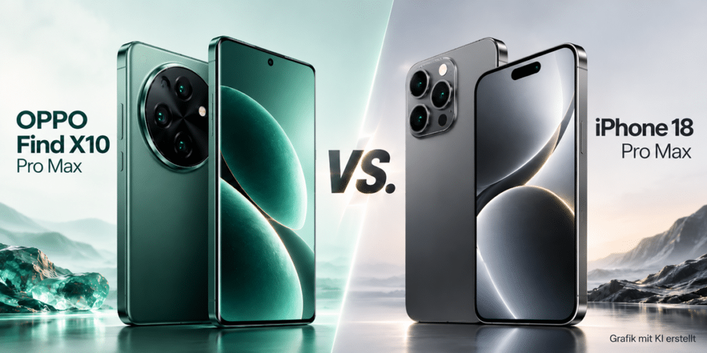 OPPO Find X10 Pro Max vs. iPhone 18 Pro Max: Drei 200-MP-Kameras gegen A20 Pro und variable Blende