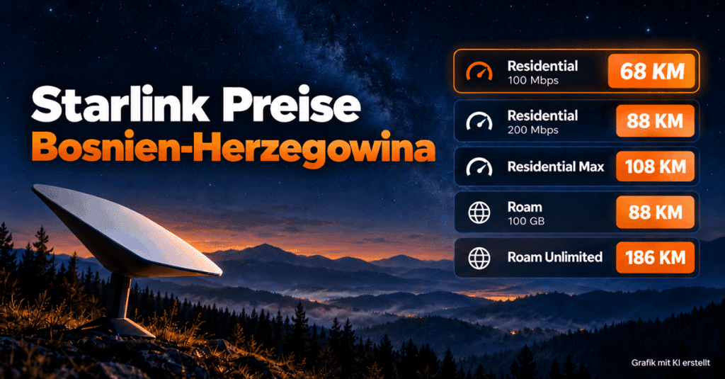 Starlink in Bosnien und Herzegowina: Internet ab 35 Euro – alle Preise bekannt