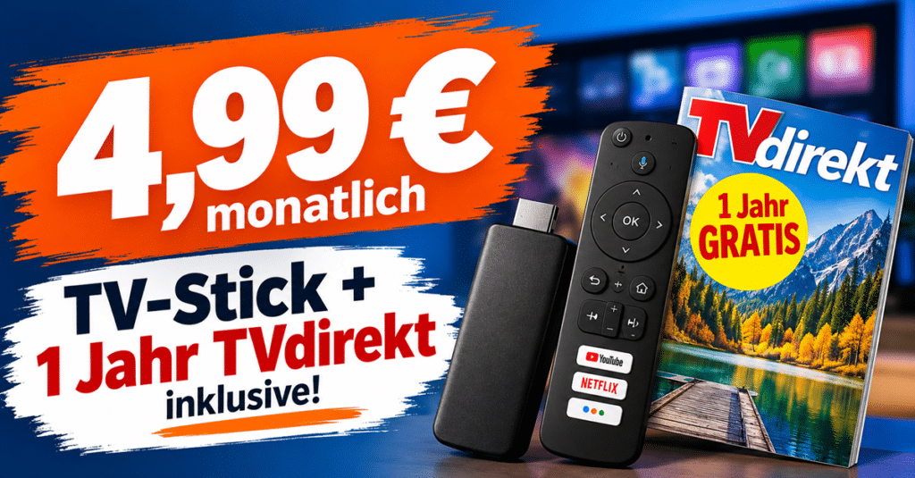 waipu.tv Start für 4.99 € monatlich: TV-Stick und 1 Jahr TVdirekt inklusive